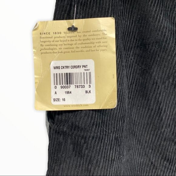 Woolrich Black Country Corduroy Pant size 16 NEW - Picture 3 of 7